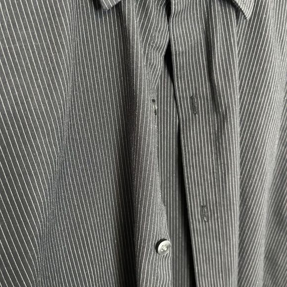 Van Heusen Dress Shirt Men's Size 16-16.5 Large Flex Slim Fit Black Striped VGC - Picture 3 of 8